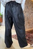 Made in Italy Runa Leather Look Tapered Barrel Pant Black